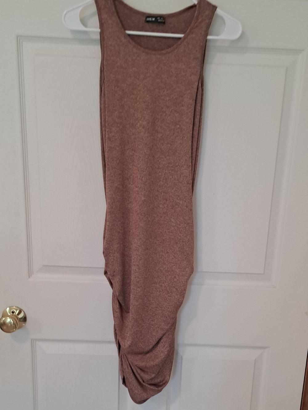 SHEIN Dusty Mauve Asymmetrical Twist-Hem Bodycon Dress